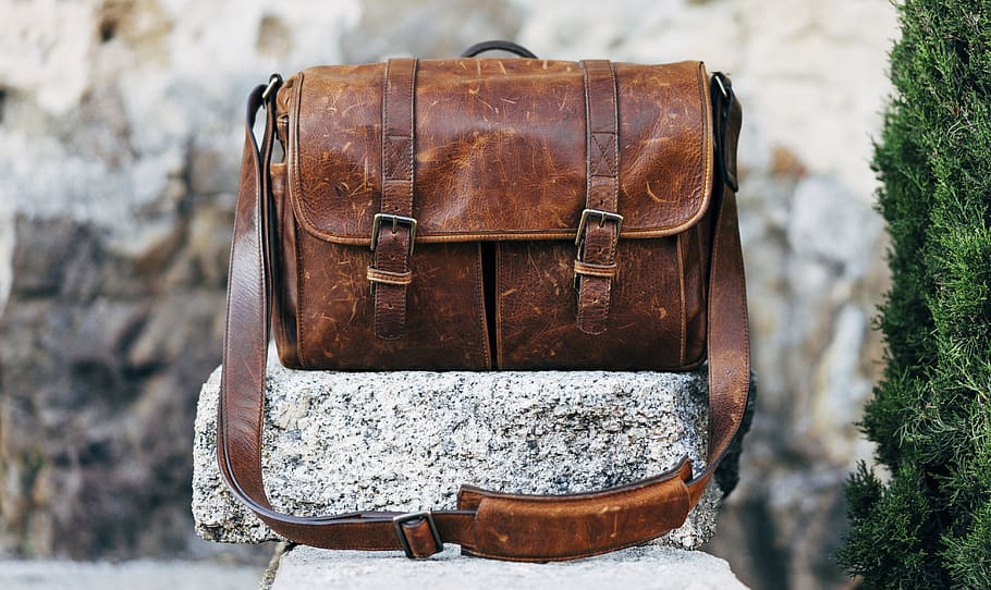 bag, leather, pocket, old, gravel, brown, metal, day, focus on foreground HD wallpaper