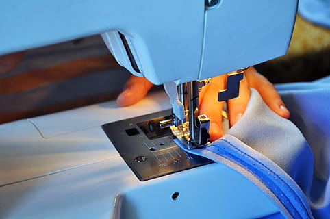 person sewing using sewing machine, crafting, handmade craft HD wallpaper
