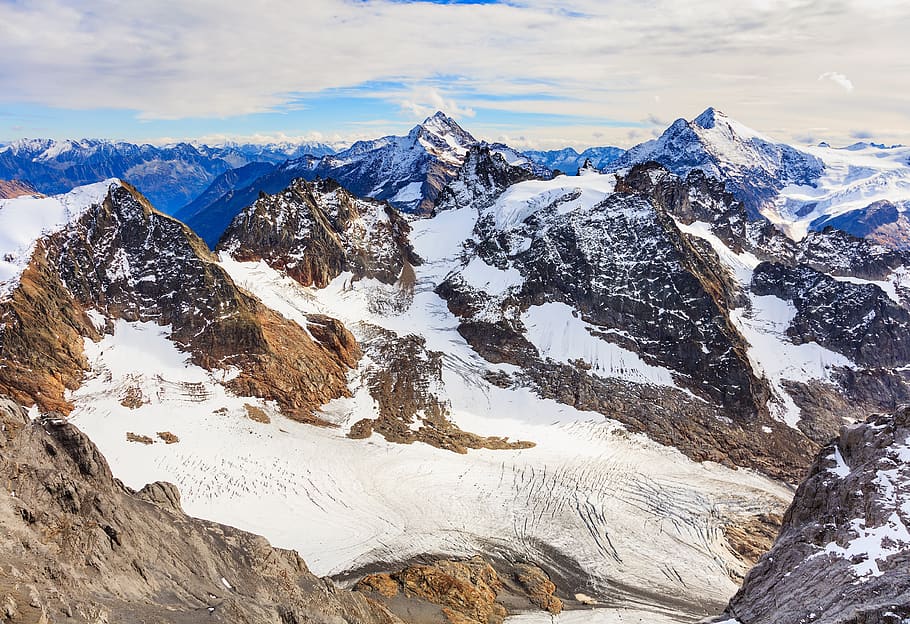 snow, mountain, panoramic, ice, mountain peak, switzerland HD wallpaper