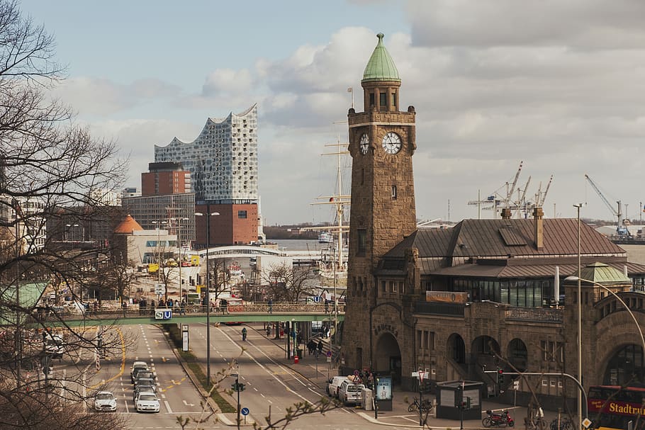 architecture, building, tower, clock tower, germany, hamburg HD wallpaper