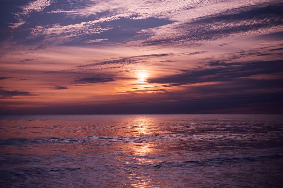 Sunset Photo, clouds, nature, ocean, sea, sky, water, scenics - nature HD wallpaper