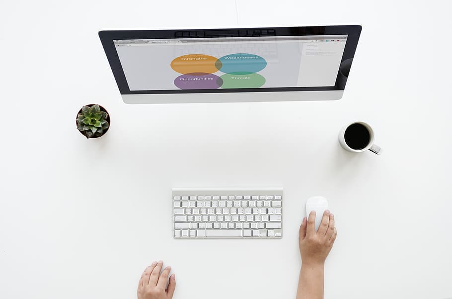 Imac On White Surface Near Apple Keyboard And Magic Mouse , caffeine HD wallpaper