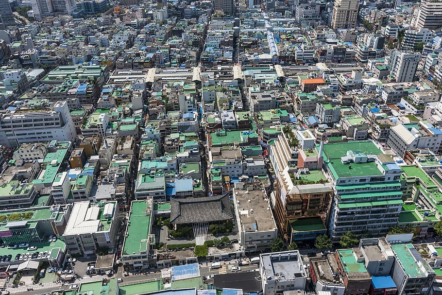 top view of high rise building, urban, landscape, city, south korea, HD wallpaper