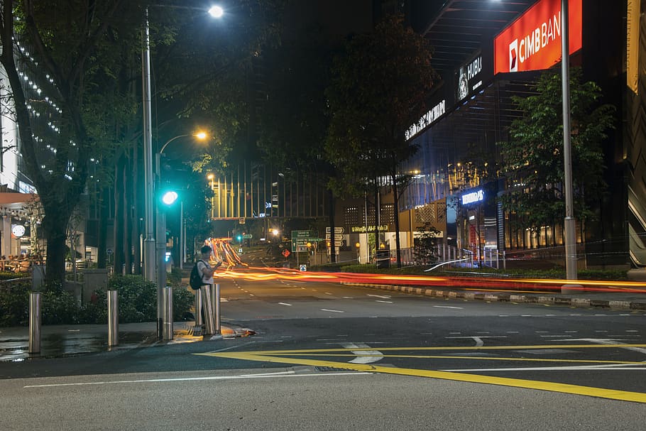 singapore, orchard road, illuminated, night, transportation, HD wallpaper