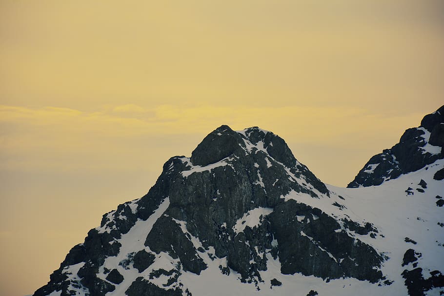 Mountain, Snow, Nature, Sky, Sunset, beauty in nature, scenics - nature HD wallpaper