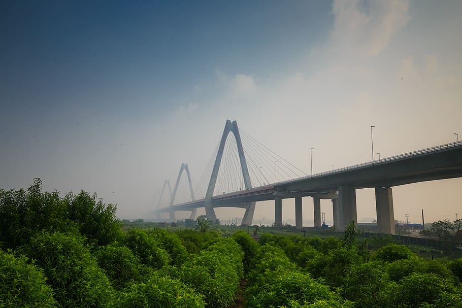 White Bridge, architecture, clouds, connection, daylight, landscape HD wallpaper