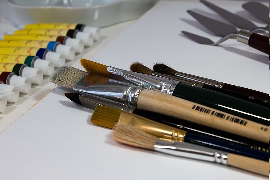 paint, atelier, painter, hobby, brush, color, acrylic paints HD wallpaper