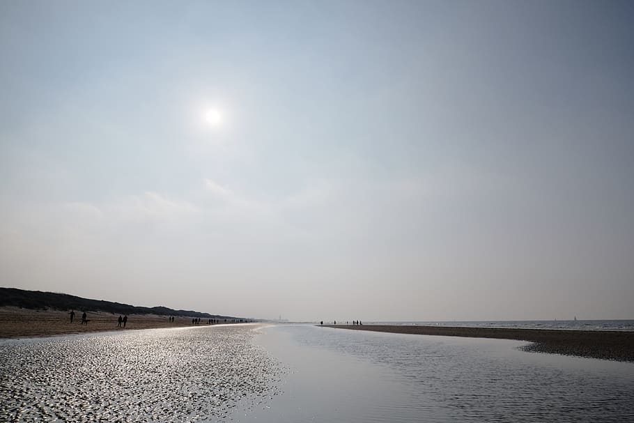 beach, sun, autumn, sky, water, scenics - nature, tranquility HD wallpaper