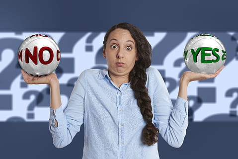yes, no, opportunity, decision, woman, comparison, face, weigh HD wallpaper