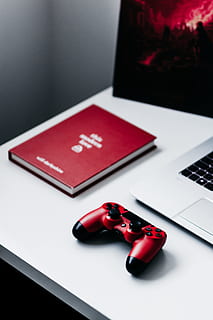 controller, table, red, grey, bokeh, blur, book, desk, office HD wallpaper