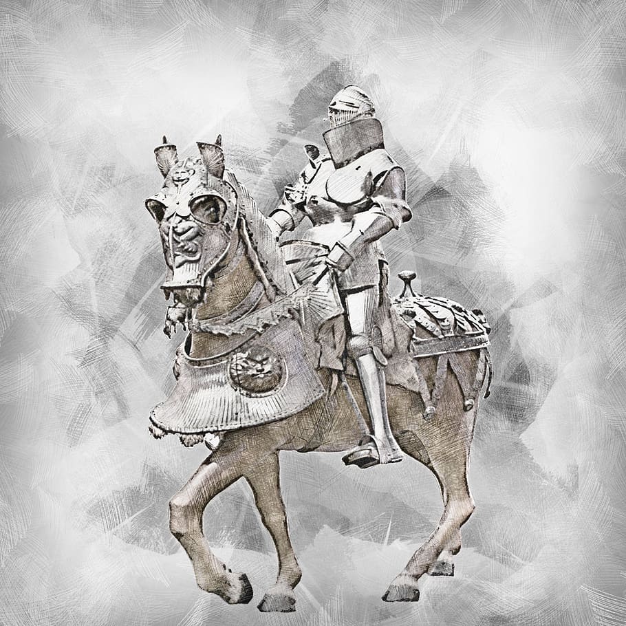 Knight Riding Horse Shield Lance Flag Drawing 10629664 Vector Art at  Vecteezy