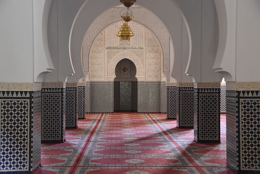 inside, architecture, indoors, decoration, style, mosque, rissani, HD wallpaper