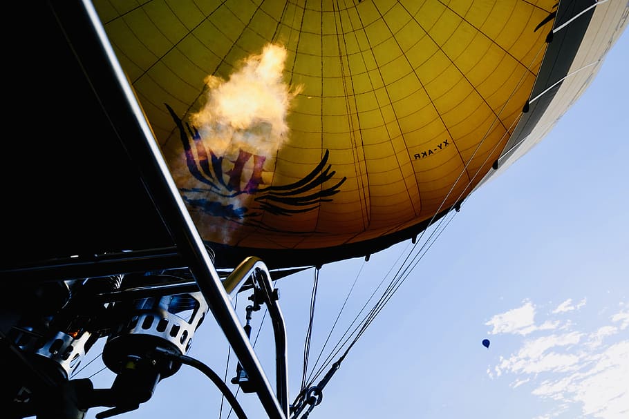 lighted air balloon during daytime, aircraft, vehicle, transportation HD wallpaper