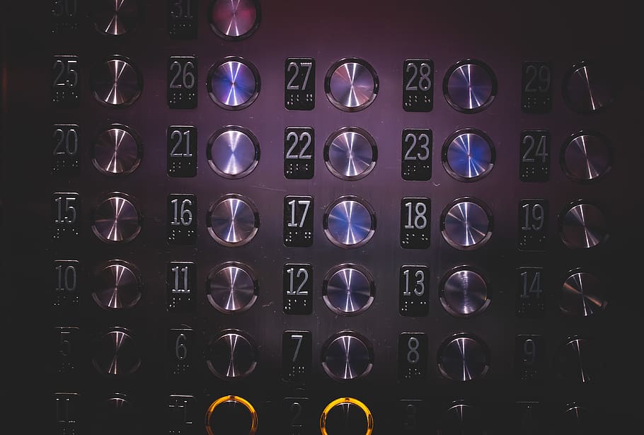 elevator, buttons, numbers, indoors, no people, side by side HD wallpaper