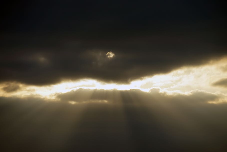 sun, sky, clouds, cloud - sky, beauty in nature, night, storm HD wallpaper