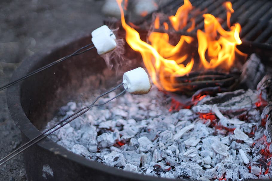 camping, fire, marshmellow, smores, burning, heat - temperature HD wallpaper