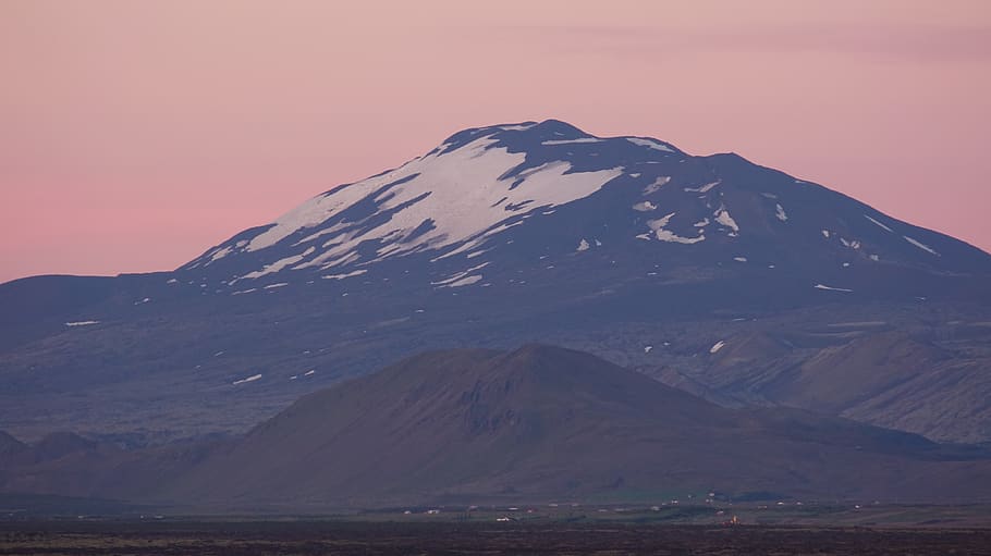 hekla, iceland, midnight sun, mountain, scenics - nature, beauty in nature, HD wallpaper
