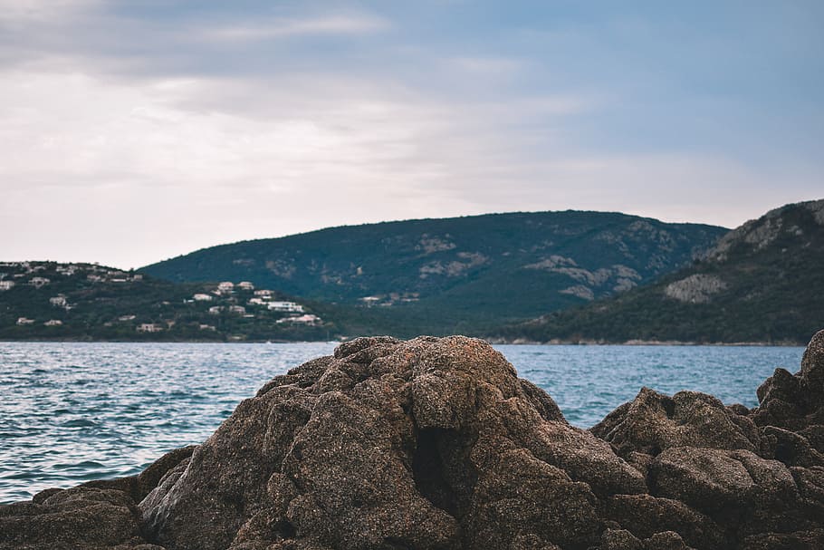 Mountain Near Body of Water, bay, beach, blue, daylight, explore HD wallpaper