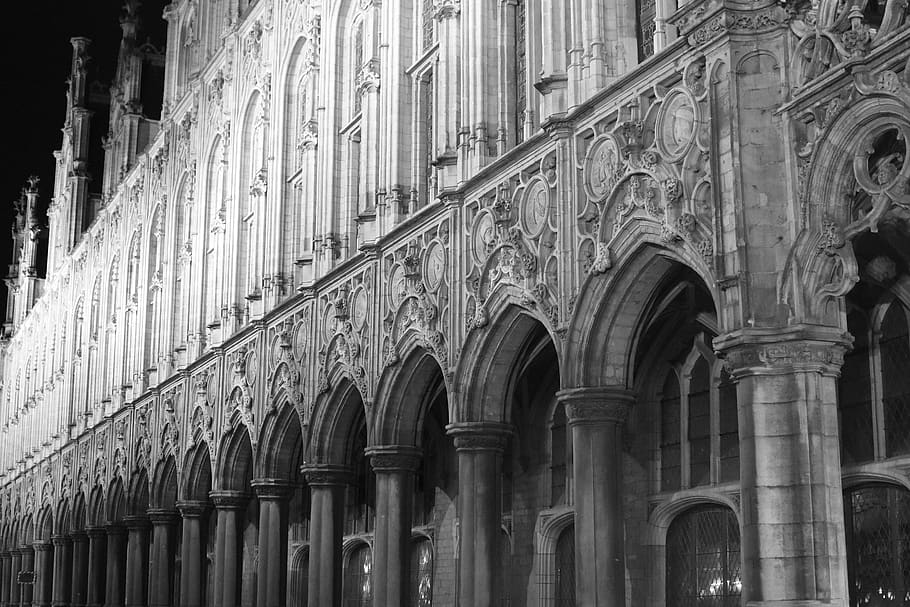 Grayscale Photo of Archways, ancient, arches, architecture, art HD wallpaper