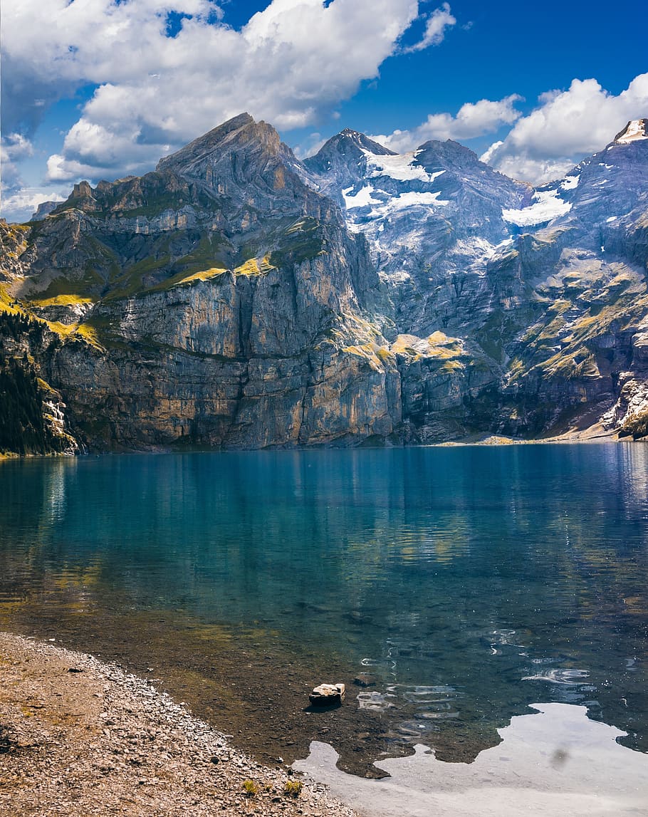 Body of Water Near Mountain Under Cloudy Daytime, landscape, nature HD wallpaper