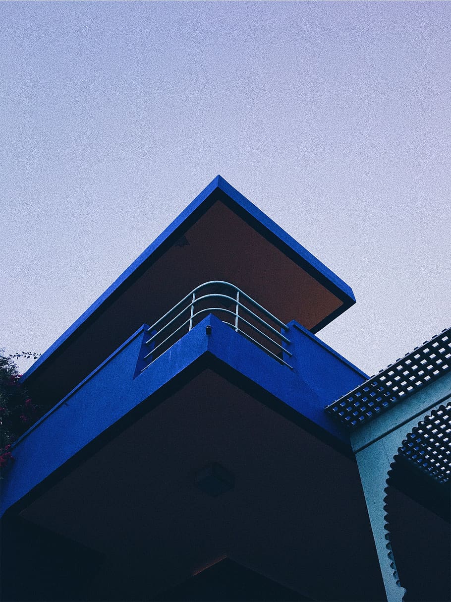 Low Angle Photography of Blue Concrete Building ], architecture HD wallpaper
