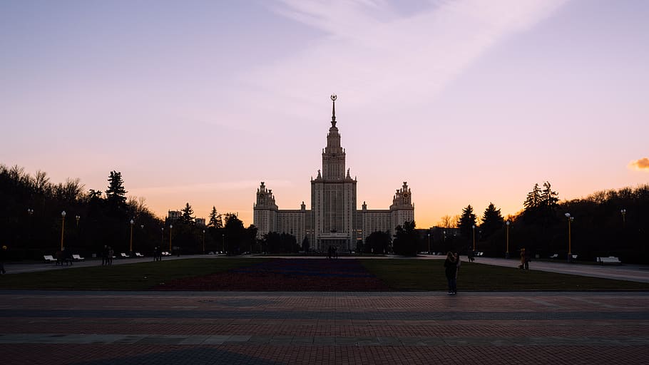 moscow, mgu, soviet, building, ussr, star, palace, square, fall HD wallpaper