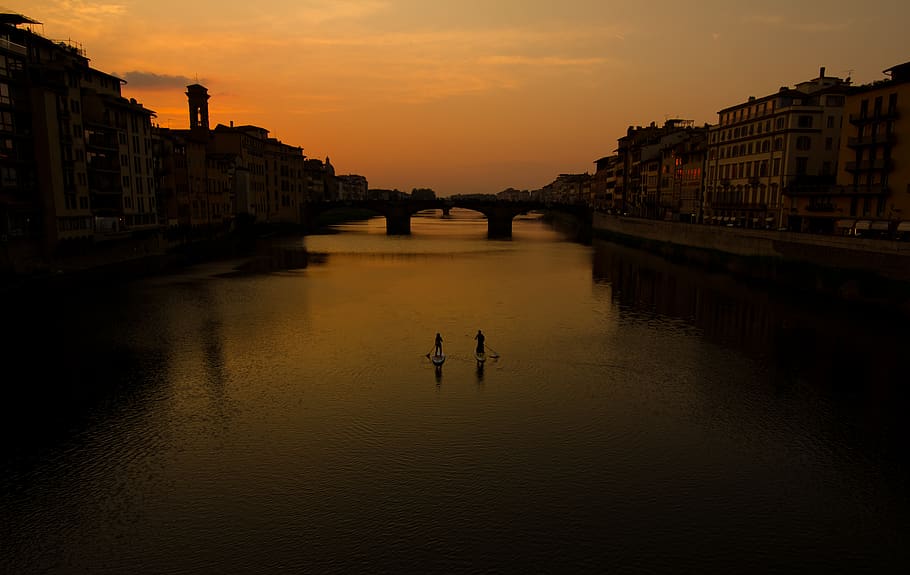 florence, italy, river, sunset, architecture, built structure HD wallpaper