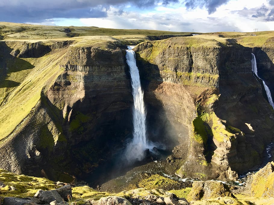iceland, háifoss, beauty in nature, scenics - nature, rock HD wallpaper