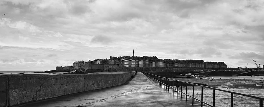 france, st-malo, buildings, architecture, rocks, battlements, HD wallpaper