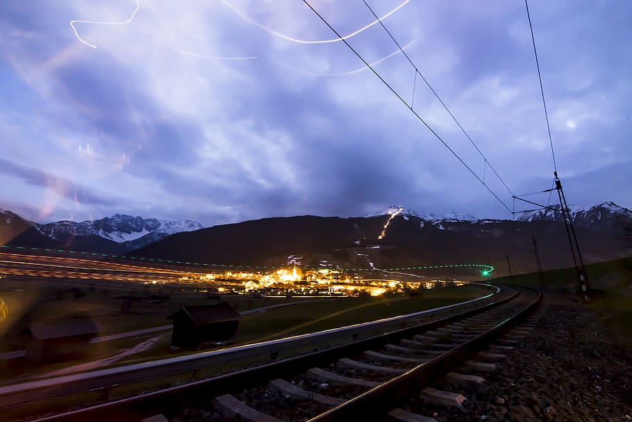 austria, wengle, sky, rail transportation, railroad track, cloud - sky HD wallpaper