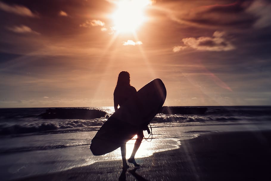 indonesia, canggu beach, sunset, beautiful, girl, bali, ocean, HD wallpaper