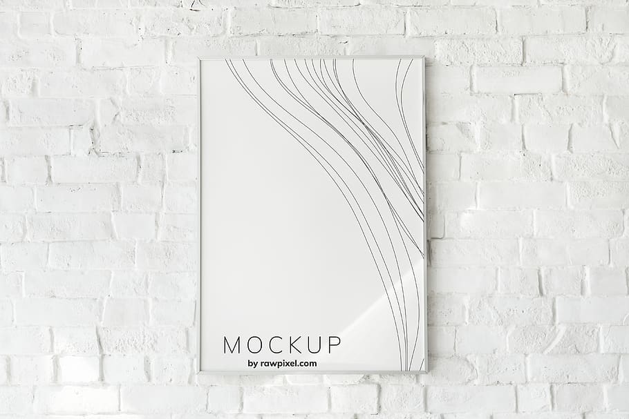 Mockup Poster, brick wall, canvas, cement, clean, creative, decor, HD wallpaper