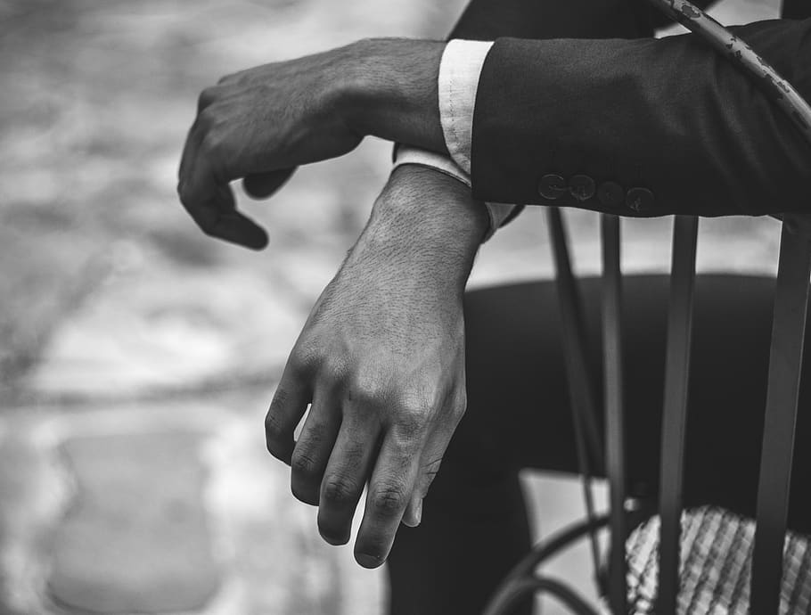 classy, black and white, bw, suite, men, hands, color, hair HD wallpaper