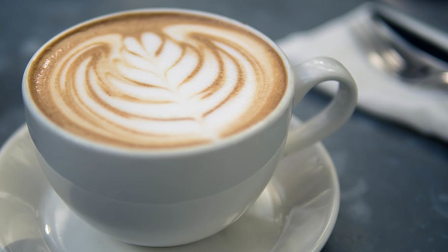 coffee latte in white ceramic mug, coffee - drink, refreshment HD wallpaper