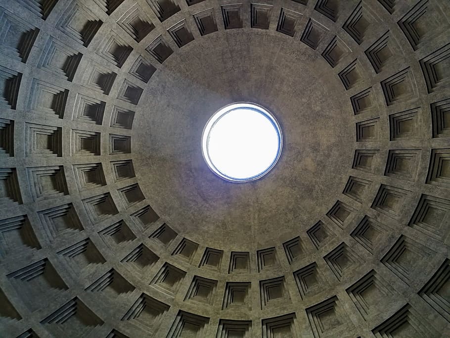 gray concrete dome building, architecture, window, hole, skylight HD wallpaper