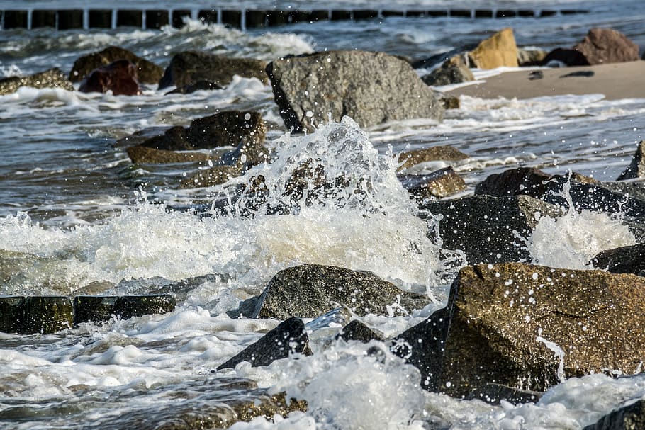surf, wave, spray, rock, sea, nature, coast, inject, landscape HD wallpaper
