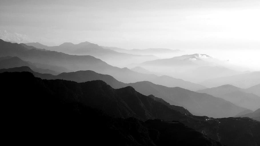 mountain, bandw, taiwan, mountain range, scenics - nature, beauty in nature HD wallpaper