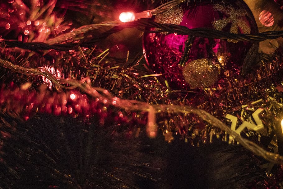 tree, ball, reflection, christmas, light, illuminated, celebration HD wallpaper