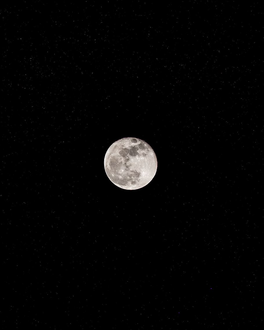 full moon during nighttime, dark, black, white, lunar, round HD wallpaper