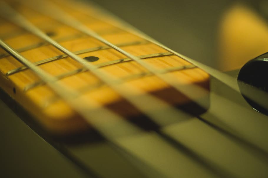 guitar, strings, music, instrument, audio, yellow, close-up HD wallpaper