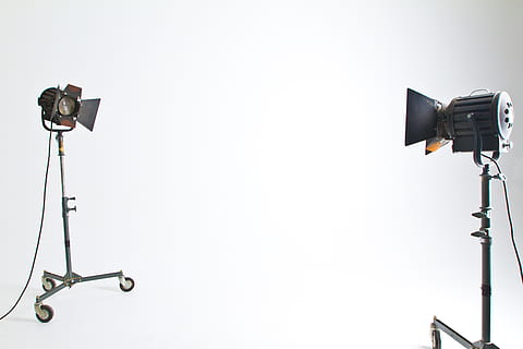 2 Black and Brown Studio Lighting in White Room, art, backdrop HD wallpaper