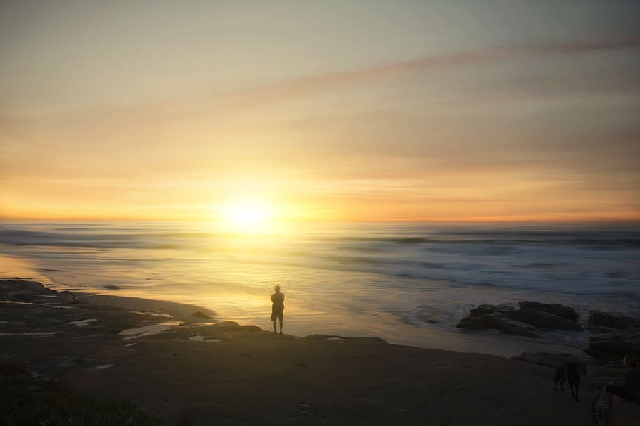 beach, sand, surf, looking, forever, dream, hope, ocean, sky HD wallpaper