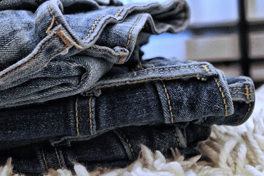 jeans, clothes, clothing, denim, blue, laundry, seam, fashion, HD wallpaper