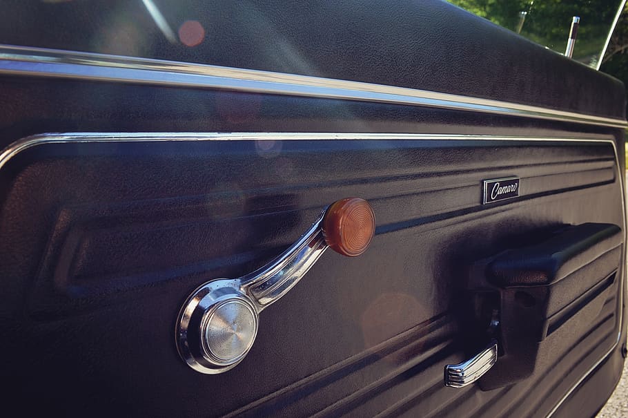 camaro, antique, door, window, leather, open, vintage, muscle car HD wallpaper