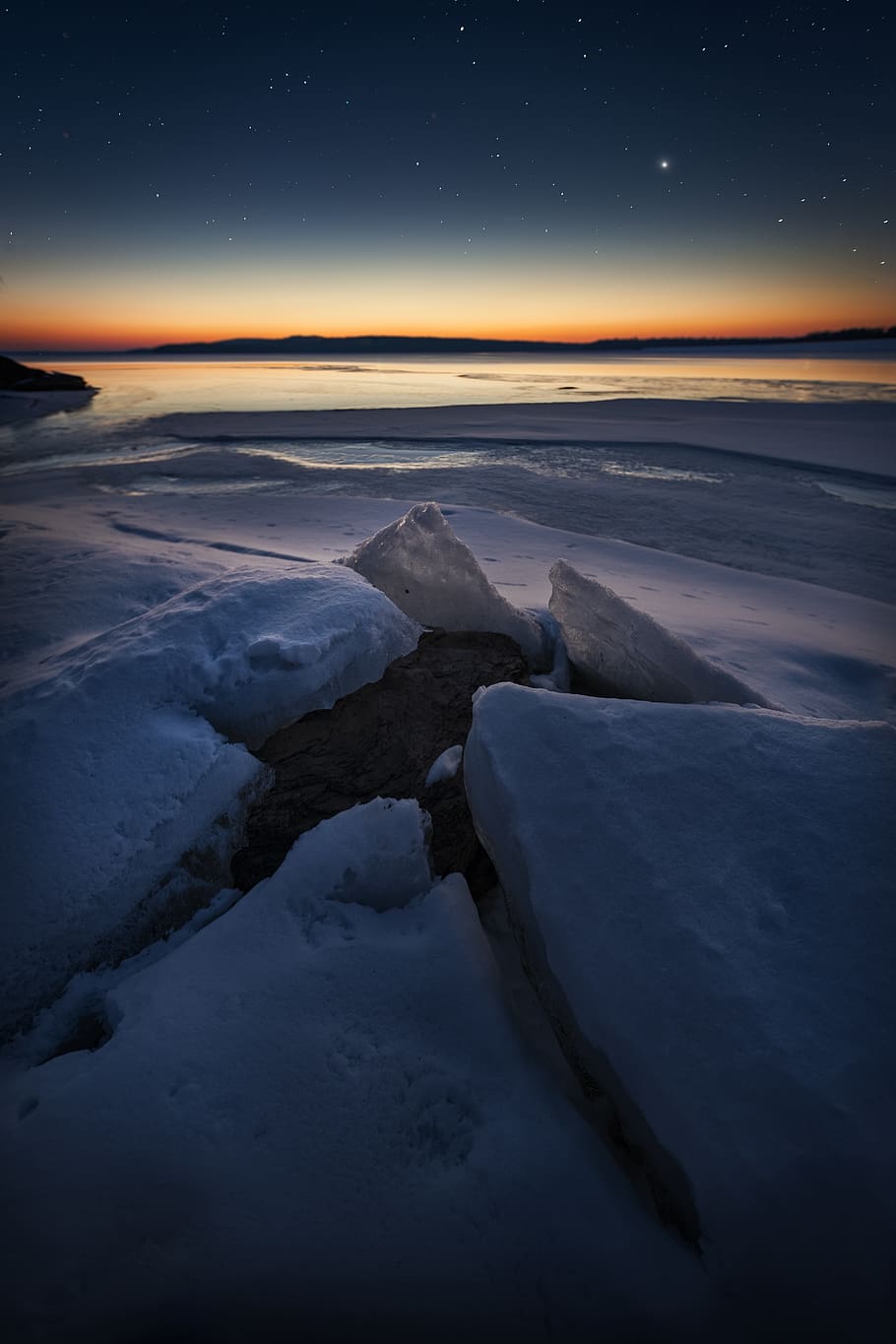 white snow, sky, night, star - space, astronomy, water, scenics - nature HD wallpaper