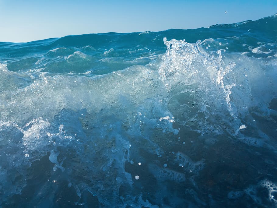 sea, waves, summer, beach, sun, water, macro, blue, cyan, wallpaper HD wallpaper