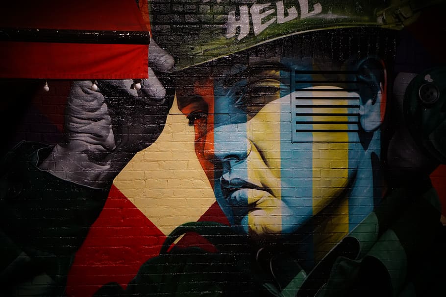 soldier jigsaw puzzle, art, mural, painting, graffiti, person
