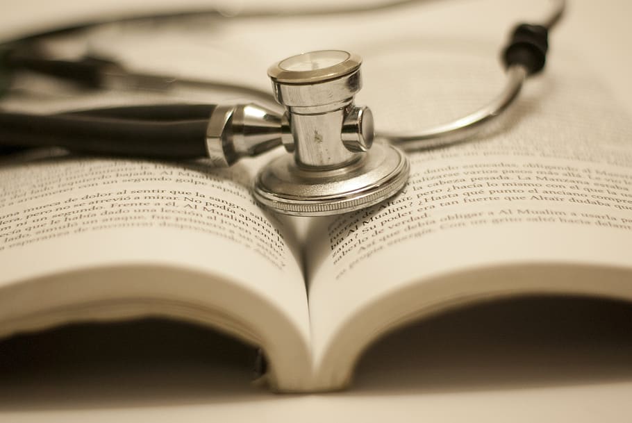 stethoscope, medicine, treatment, hospital, publication, book, HD wallpaper