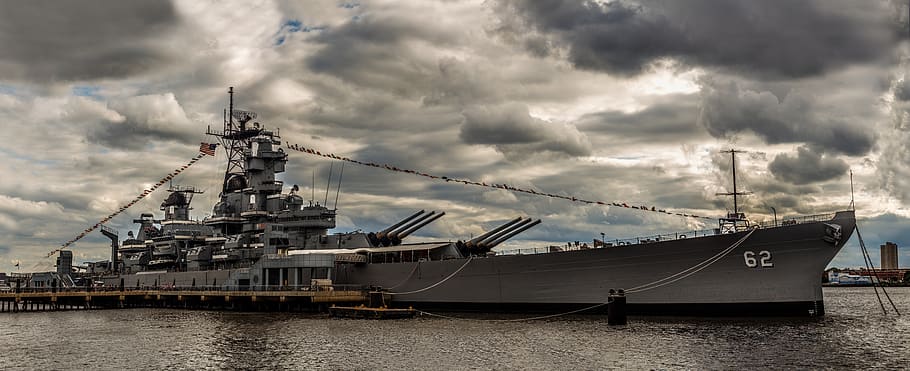 uss new jersey, battleship, warship, water, military, us navy, HD wallpaper