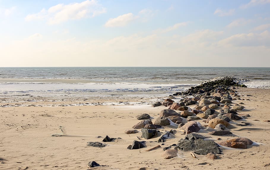 denmark, blåvand, summer, winter, boulders, stone, sand dunes HD wallpaper